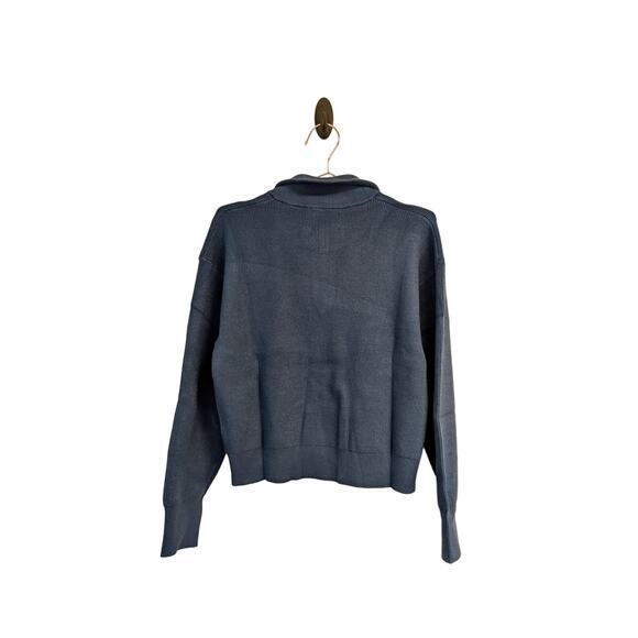 Stitches & Stripes Eva Half Zip Pullover Sweater Cropped Preppy Blue XL NWT - Picture 7 of 7